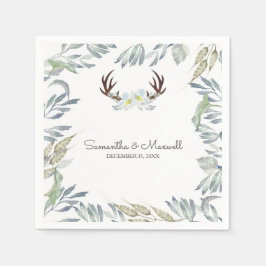 Servilleta De Papel RUSTIC Deer Antler and Greeneration, azul
