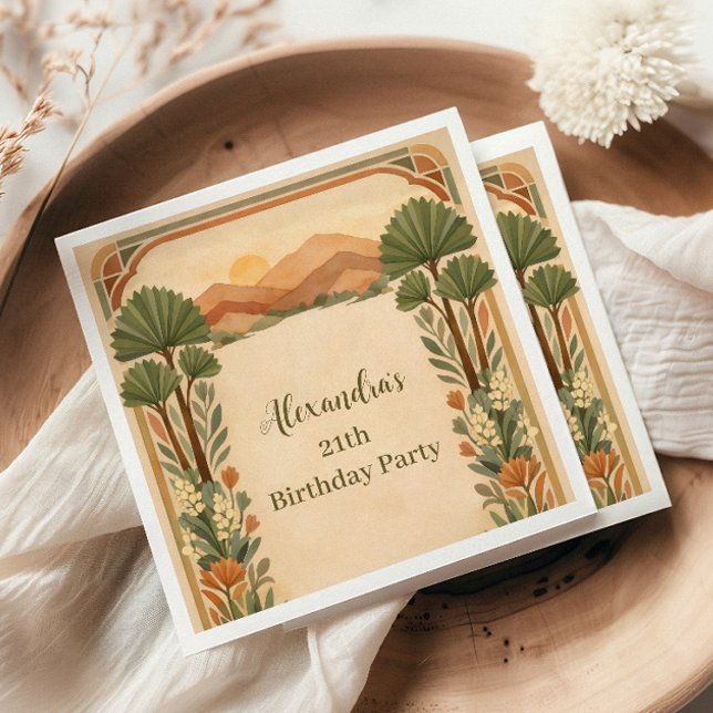 Servilleta De Papel Rustic Desert Florals Birthday (Subido por el creador)