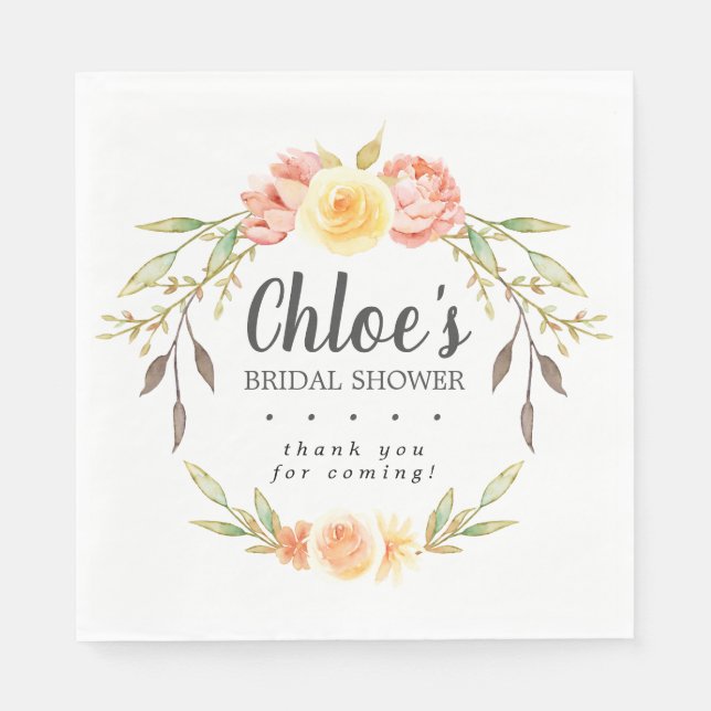 Servilleta De Papel Rustic Fall Floral Bridal Shower (Anverso)