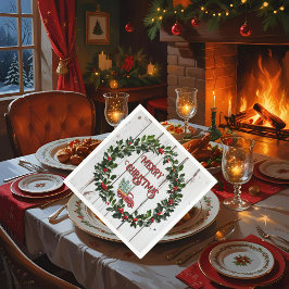Servilleta De Papel Rustic Farmhouse Molesta Camión Rojo de Madera