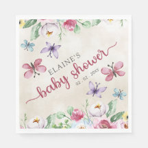 Rustic Floral Colorful Butterflies Baby Shower