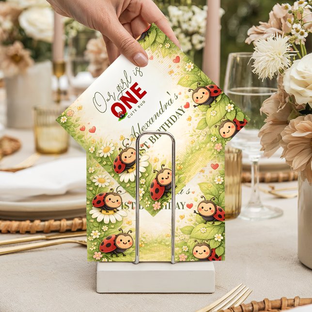 Servilleta De Papel Rustic Floral Lady Bug 1st Birthday (Subido por el creador)