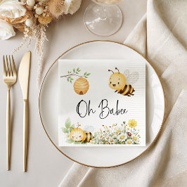 Servilleta De Papel Rustic Floral Oh Babee Honey Bee Baby Shower