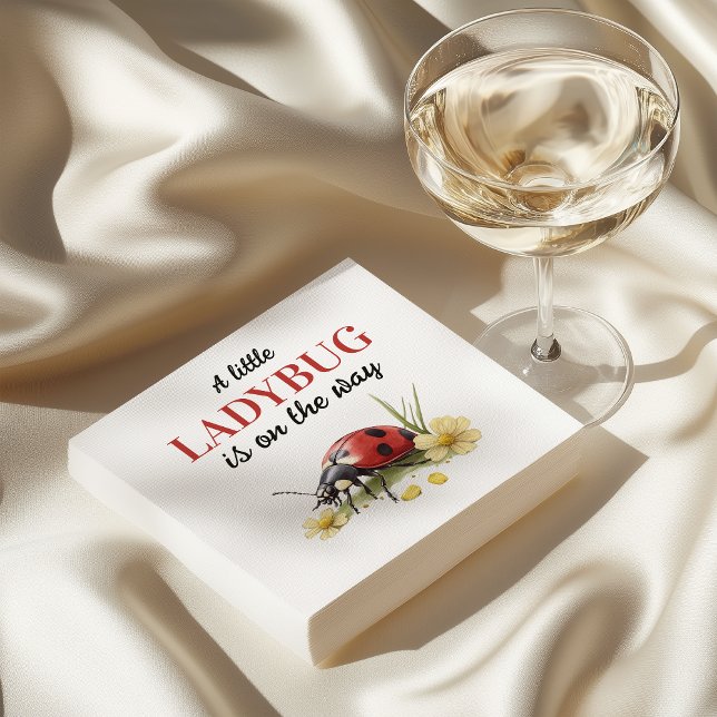 Servilleta De Papel Rustic Garden Daisy Little Ladybug Baby Shower (Subido por el creador)