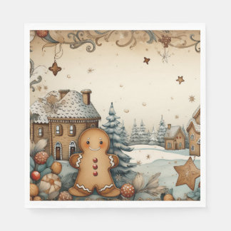 Servilleta De Papel Rustic Gingerbread Village Man
