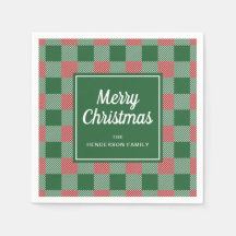 Rustic Green Plaid Feliz Navidad