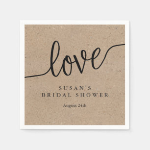 Servilleta De Papel Rustic Kraft Love Bridal Shower Personalizado