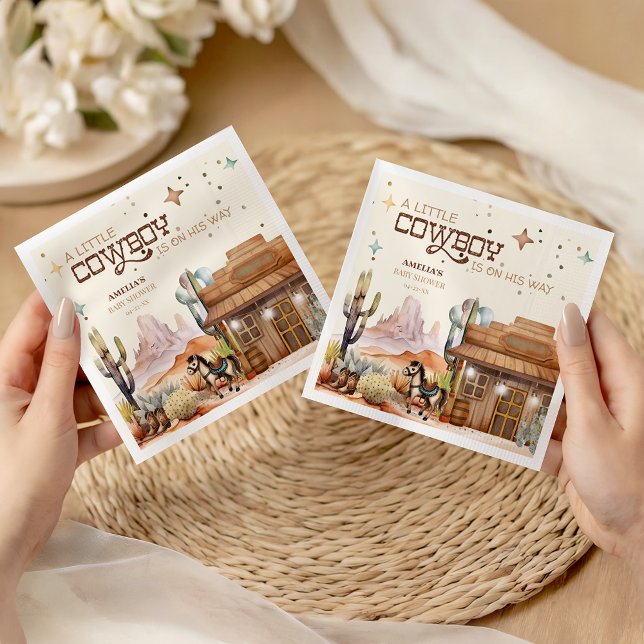Servilleta De Papel Rustic Little Cowboy Wild West Baby Shower Napkins (Subido por el creador)