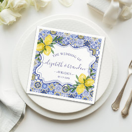 Servilleta De Papel Rustic Mediterranean Tile Wedding with Lemons