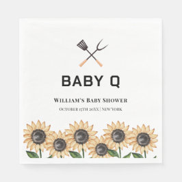 Servilleta De Papel Rustic Modern BBQ Sunflower Baby Shower