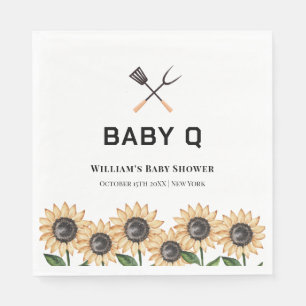 Servilleta De Papel Rustic Modern BBQ Sunflower Baby Shower