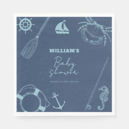 Servilleta De Papel Rustic Modern Fishing Nautical Boy Baby Shower