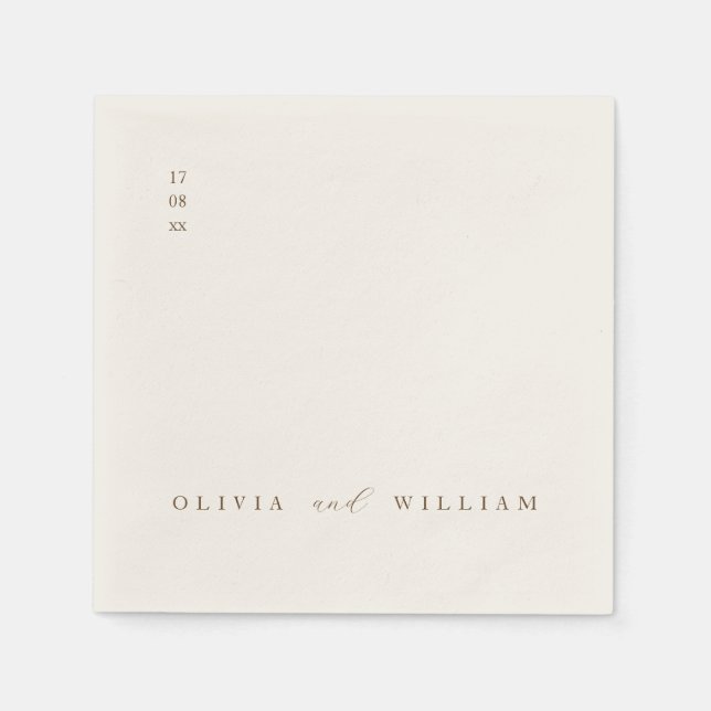 Servilleta De Papel Rustic Modern Script Personalized Wedding Cocktail (Anverso)