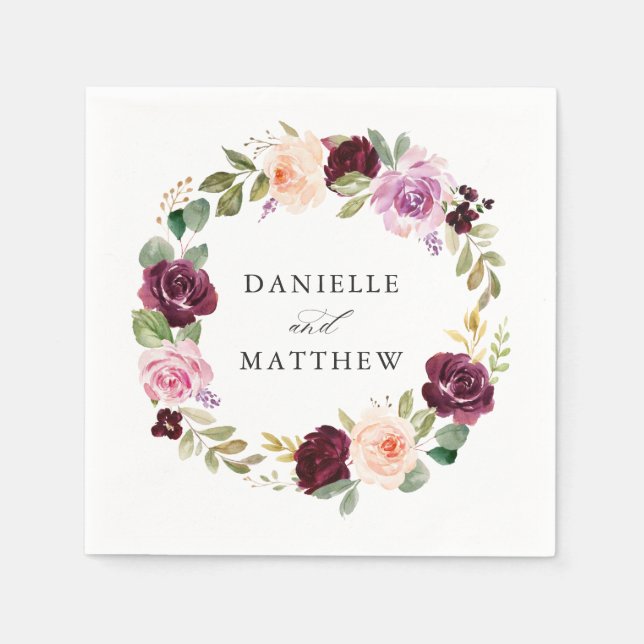 Servilleta De Papel Rustic Moody Floral | Boda Personalizada (Anverso)