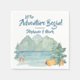 Servilleta De Papel Rustic Mountains Watercolor Adventure Baby Shower