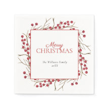 Rustic Natural Berry Merry Christmas