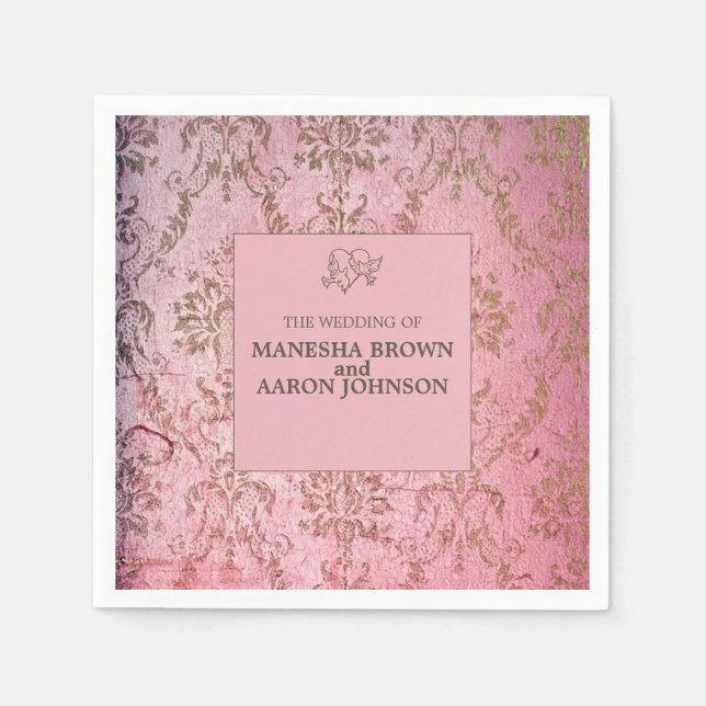 Servilleta De Papel RUSTIC PINK - Cocktail Napkin Boda (Anverso)
