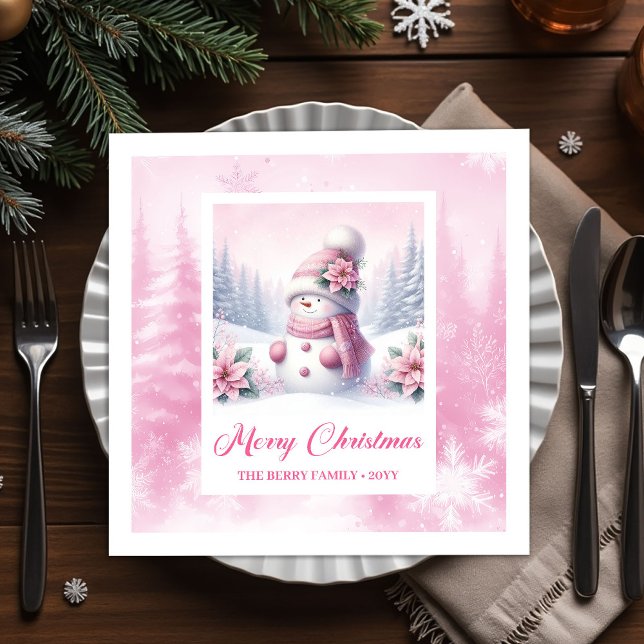 Servilleta De Papel Rustic Pinkmas Cozy Winter Scene Kids Party Xmas (Rustic Pinkmas Cozy Winter Scene Kids Party Christmas Napkins

)