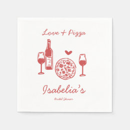 Servilleta De Papel Rustic Pizza & Wine Bridal Shower