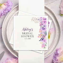 Servilleta De Papel Rustic Purple Wildflowers Bridal Shower
