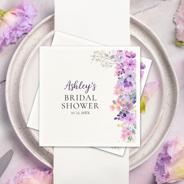 Servilleta De Papel Rustic Purple Wildflowers Bridal Shower (Subido por el creador)