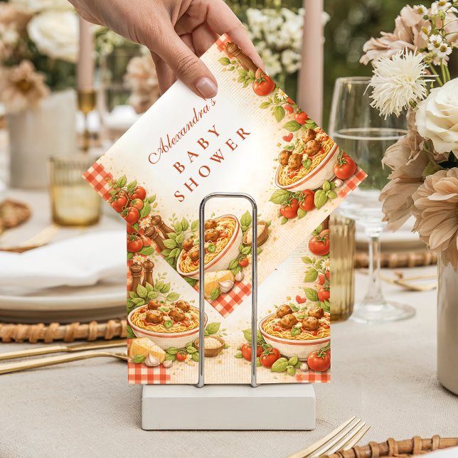 Servilleta De Papel Rustic Red Gingham Little Meatball Baby Shower (Subido por el creador)