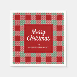 Servilleta De Papel Rustic Red Plaid Feliz Navidad