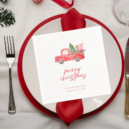 Servilleta De Papel Rustic Red Truck Merry Christmas Holiday Party