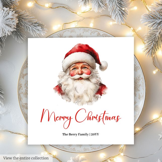 Servilleta De Papel Rustic Santa Claus Traditional Red Green Dinner  (Rustic Santa Claus Traditional Red Green Dinner Napkin)