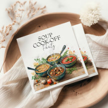 Rustic Soup Cook-Off Potluck Party Watercolor