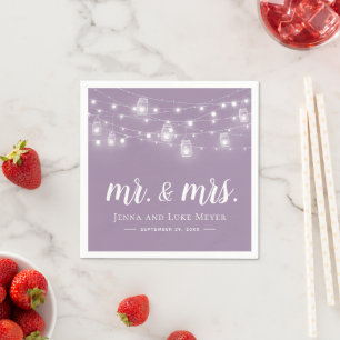 Servilleta De Papel Rustic String Lights Mr. and Mrs. Boda Monogram