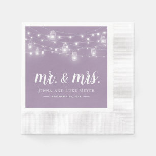 Servilleta De Papel Rustic String Lights Mr. and Mrs. Boda Monogram