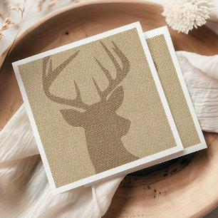 Servilleta De Papel Rustic Tan Burlap Deer Buck