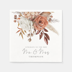 Servilleta De Papel Rustic Terracotta Florals Felicitaciones Sr. Sra.