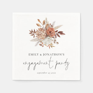 Servilleta De Papel Rustic Terracotta Florals Script Engagement Party