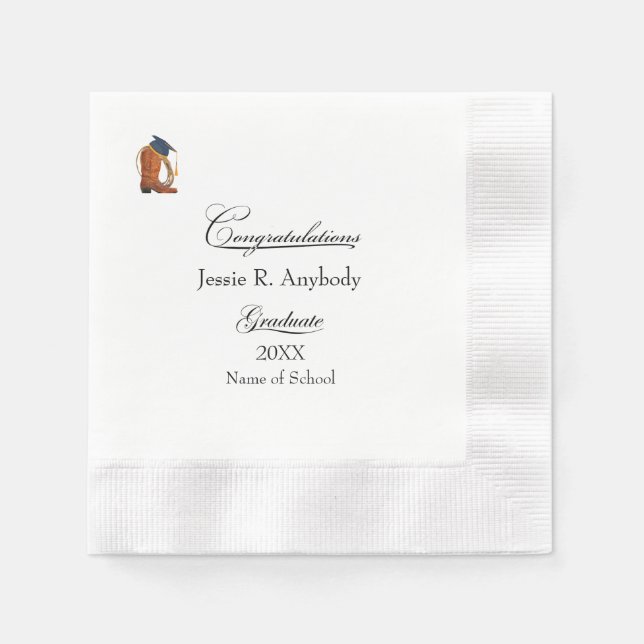 Servilleta De Papel Rustic Western Graduation Party Paper Napkin (Anverso)