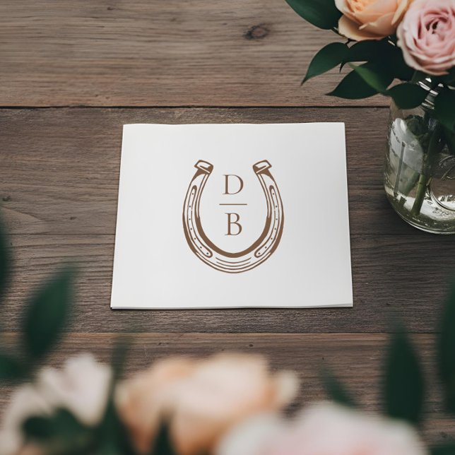 Servilleta De Papel Rustic Western Horseshoe Custom Monogram Wedding (Rustic Western Horseshoe Custom Monogram Wedding Napkins)