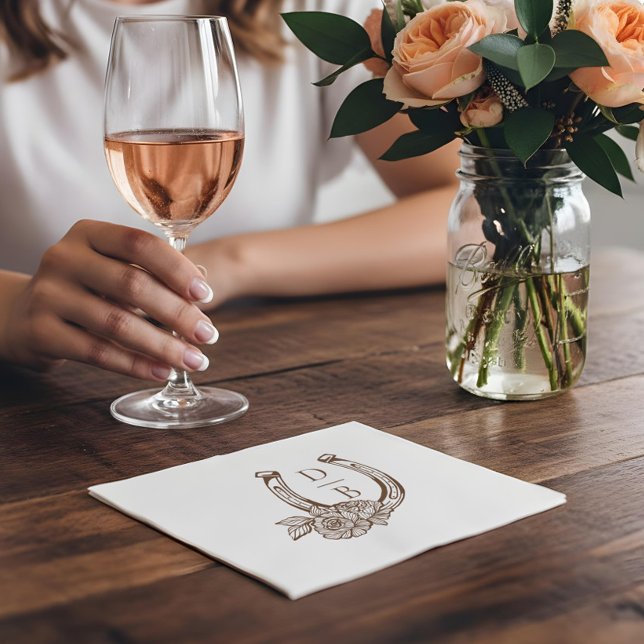 Servilleta De Papel Rustic Western Horseshoe Custom Monogram Wedding (Rustic Western Horseshoe Custom Monogram Wedding Napkins)