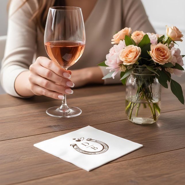 Servilleta De Papel Rustic Western Horseshoe Custom Monogram Wedding (Rustic Western Horseshoe Custom Monogram Wedding Napkins)