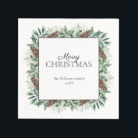 Servilleta De Papel Rustic Winter Fir Cone Merry Christmas<br><div class="desc">¿Qué mejor manera de meterse en el espíritu de las vacaciones que organizando un fiesta de Navidades de Invierno Rústico Fir Cone? Estas servilletas rústicas y modernas son perfectas para su fiesta anual de vacaciones o para su fiesta de cena con Navidades familiares. El bonito diseño de los cono de...</div>