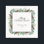 Servilleta De Papel Rustic Winter Fir Cone Merry Christmas<br><div class="desc">¿Qué mejor manera de meterse en el espíritu de las vacaciones que organizando un fiesta de Navidades de Invierno Rústico Fir Cone? Estas servilletas rústicas y modernas son perfectas para su fiesta anual de vacaciones o para su fiesta de cena con Navidades familiares. El bonito diseño de los cono de...</div>