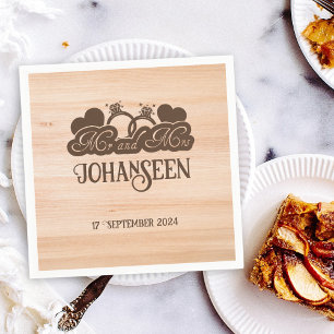 Servilleta De Papel Rustic Wood Mr. y Mrs. Elegant Farmhouse Boda
