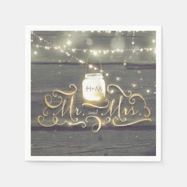 Servilleta De Papel Rustic Wood String Lights Mason Jar Boda