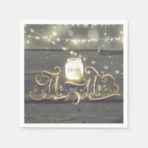 Servilleta De Papel Rustic Wood String Lights Mason Jar Boda