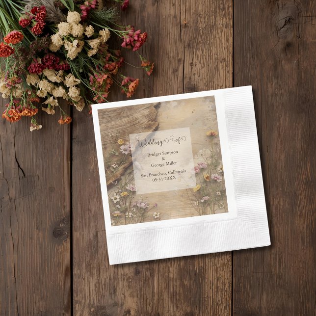 Servilleta De Papel Rustic Wooden Bohemian Floral Wedding  (Subido por el creador)