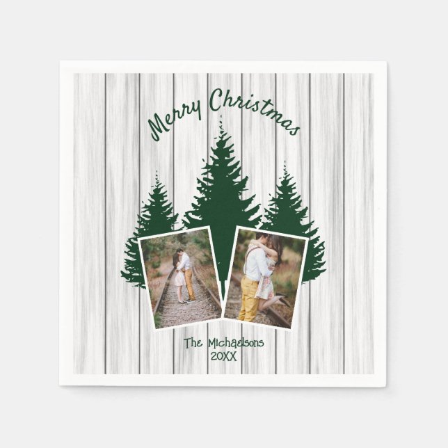 Servilleta De Papel Rustic Woodland Christmas Photo (Anverso)