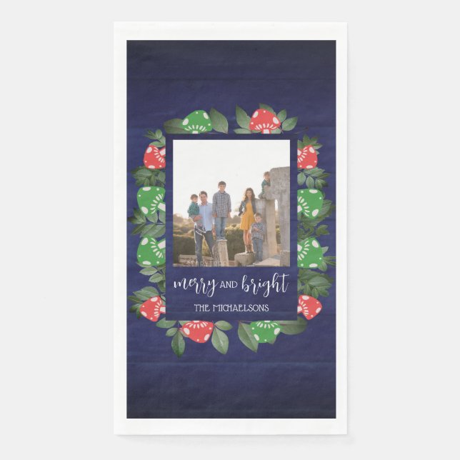 Servilleta De Papel Rustic Woodland Whimsical Mushrooms Christmas (Anverso)