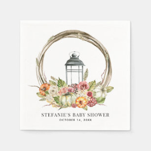Servilleta De Papel Rústica acuarela otoño cosecha Wreath Baby Showe
