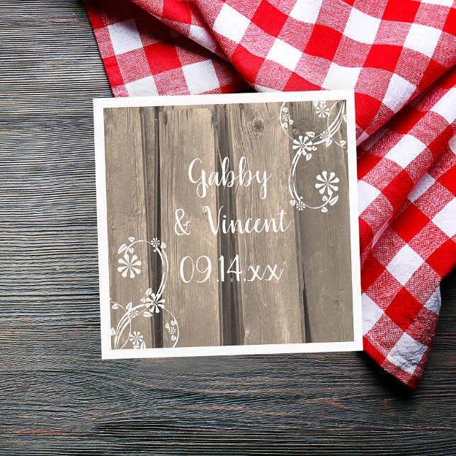 Servilleta De Papel Rústica Barn Wood Country Napkins (Set a rustic chic table at your barn party bridal shower or wedding reception with these napkins.)