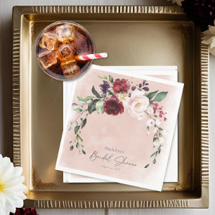 Servilleta De Papel Rústica Borgoña y ducha de novia con rosas rosas r